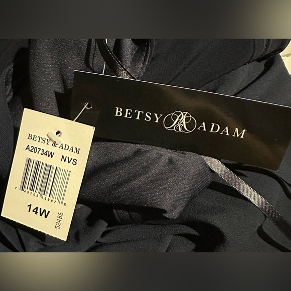 Betsy & Adams Elegant Navy Silver Cold Shoulder Drop Waist Dress Plus Sizes, NEW - Picture 10 of 14